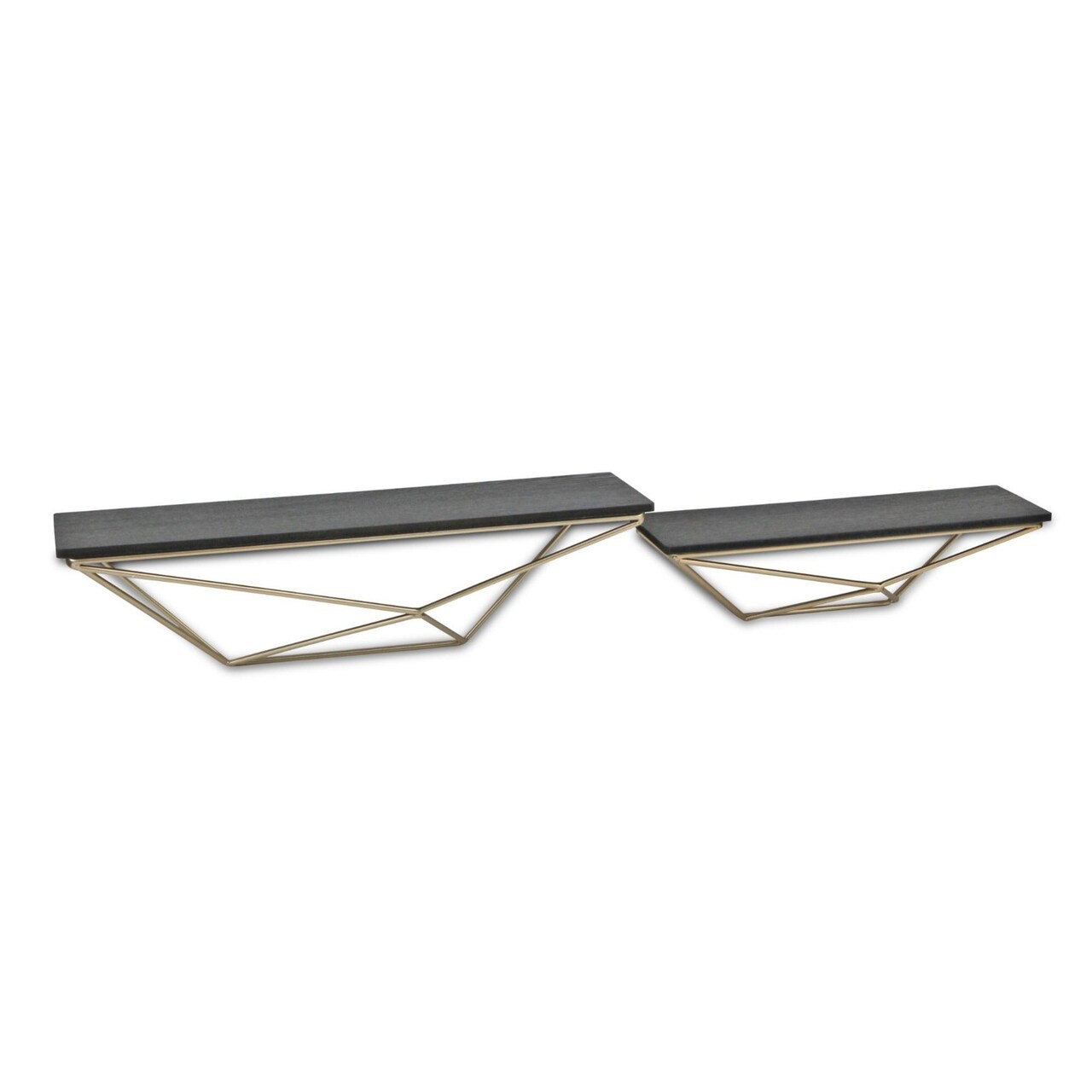 Contemporary Home Living Set of 2 Black and Gold Wall Shelves 23.5"